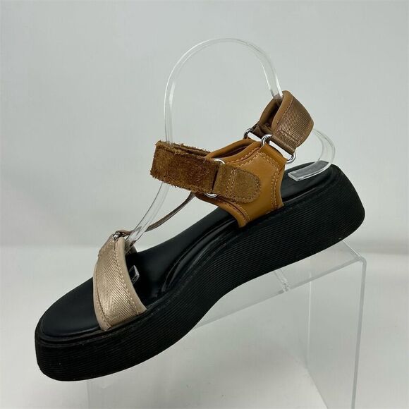 Zara Women's Brown Strappy Slingback Platform Sandals Size 6.5 (EU 37) Summer - Picture 3 of 16